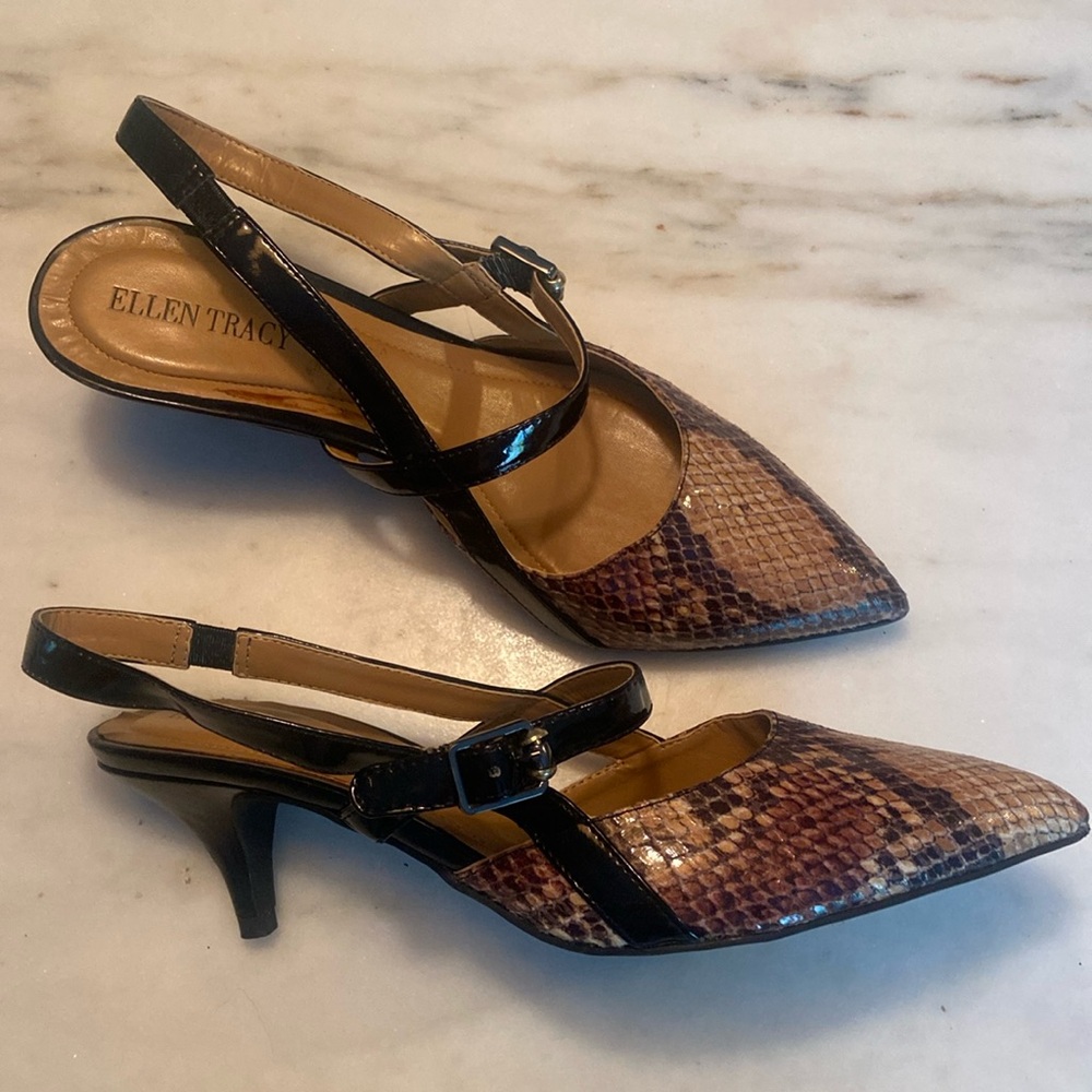 Ellen Tracy vintage snakeskin/leather mule heel